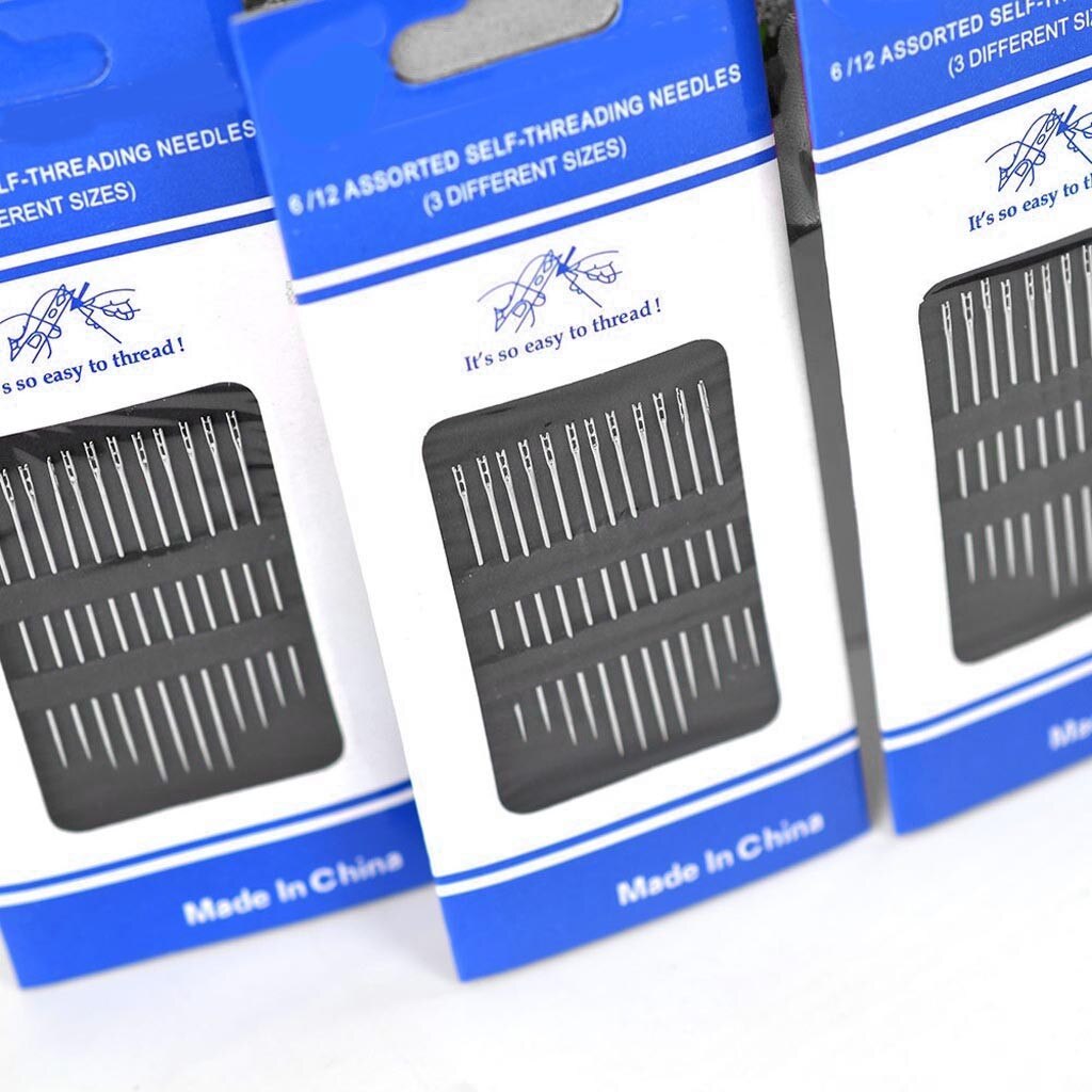 12pcs Thick Large Hand Sewing Needles Multi-size Side Stainless Long Diy Self Threading Big Eye Needle Embroidery Tool #W3