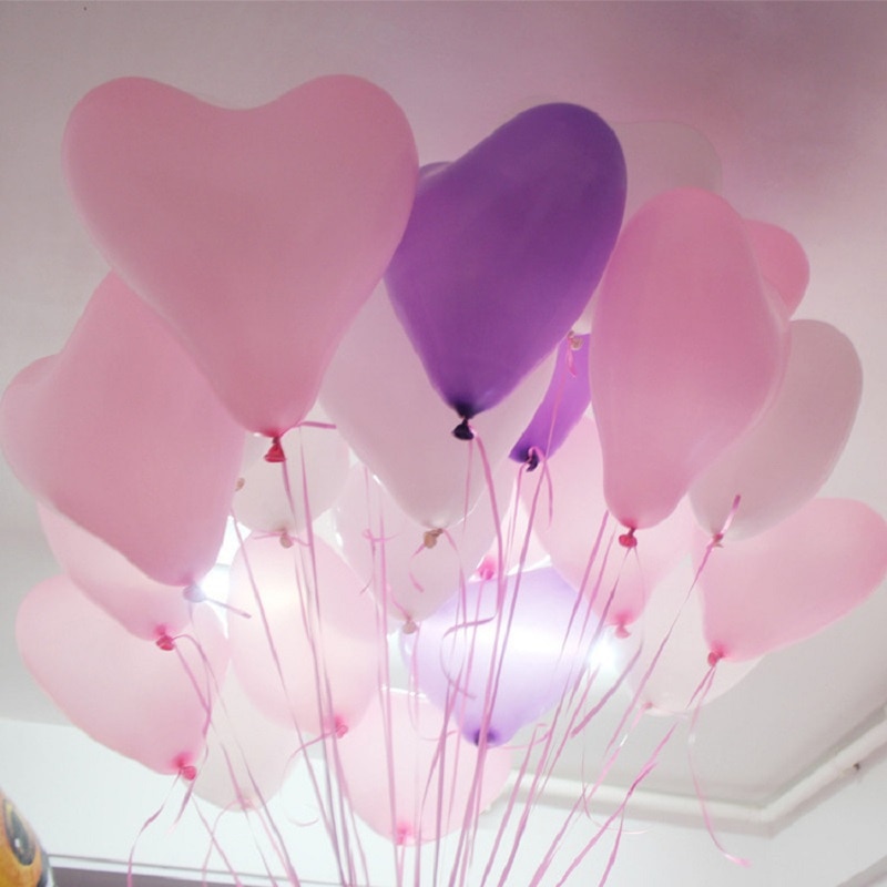 100 stks/zak Romantische Hartvormige Liefde Latex ballonnen Nieuwjaar Helium Ballonnen Bruiloft Valentijnsdag Opblaasbare Ballen