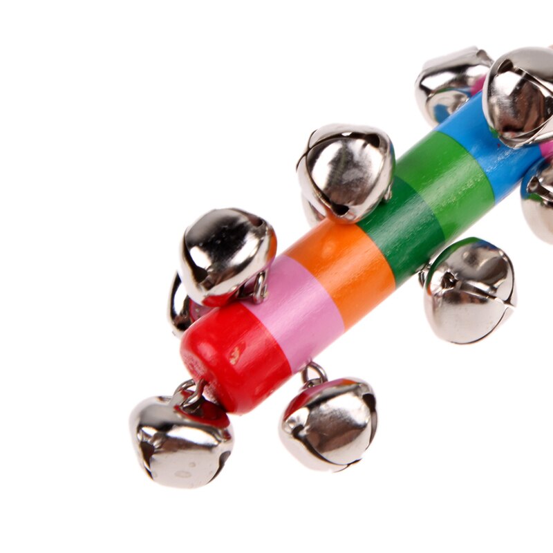 Baby Bell Vocal Speelgoed Regenboog Shaker Stick Educatief Speelgoed Handle Houten Activiteit Bell Ring Regenboog Muziekinstrument