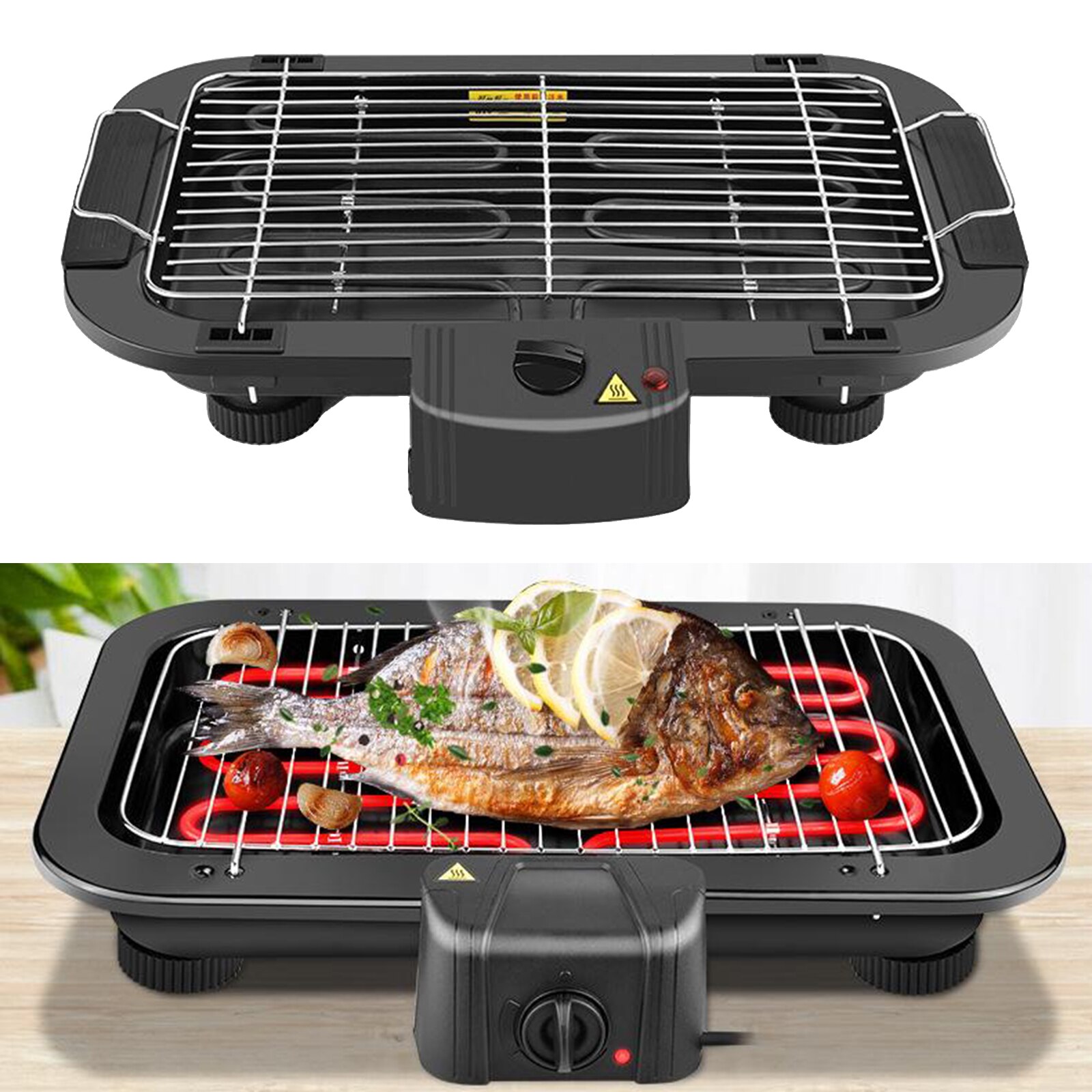 5-Level Control Griddle Electric Table Top Adjustable Temperature Grill BBQ Barbecue Garden Camping Cooking Indoor 1300W
