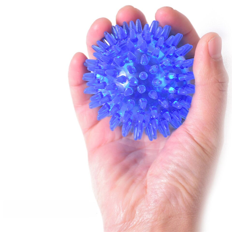 TPR 7CM Diameter Hollow Soft Spike Ball Hand Strength Recovery Exercise Massage Ball Yoga Fitness Spiky Massager Trigger Point: Dark Blue