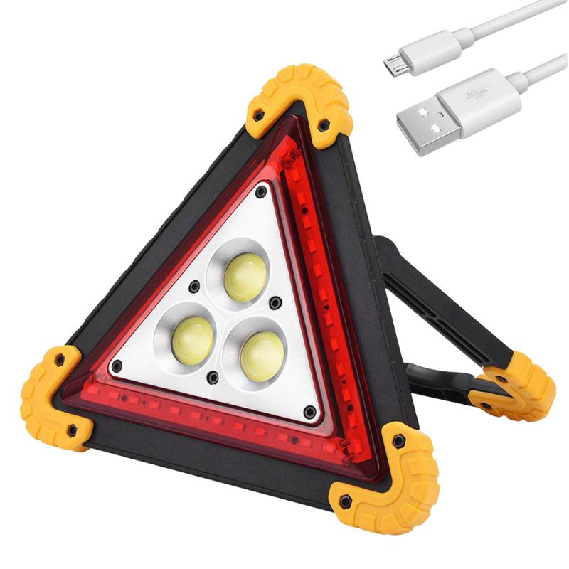 Warning Triangle LED Work Light Rechargeable With Power Bank Function Hazard Light Super Bright Floodlight