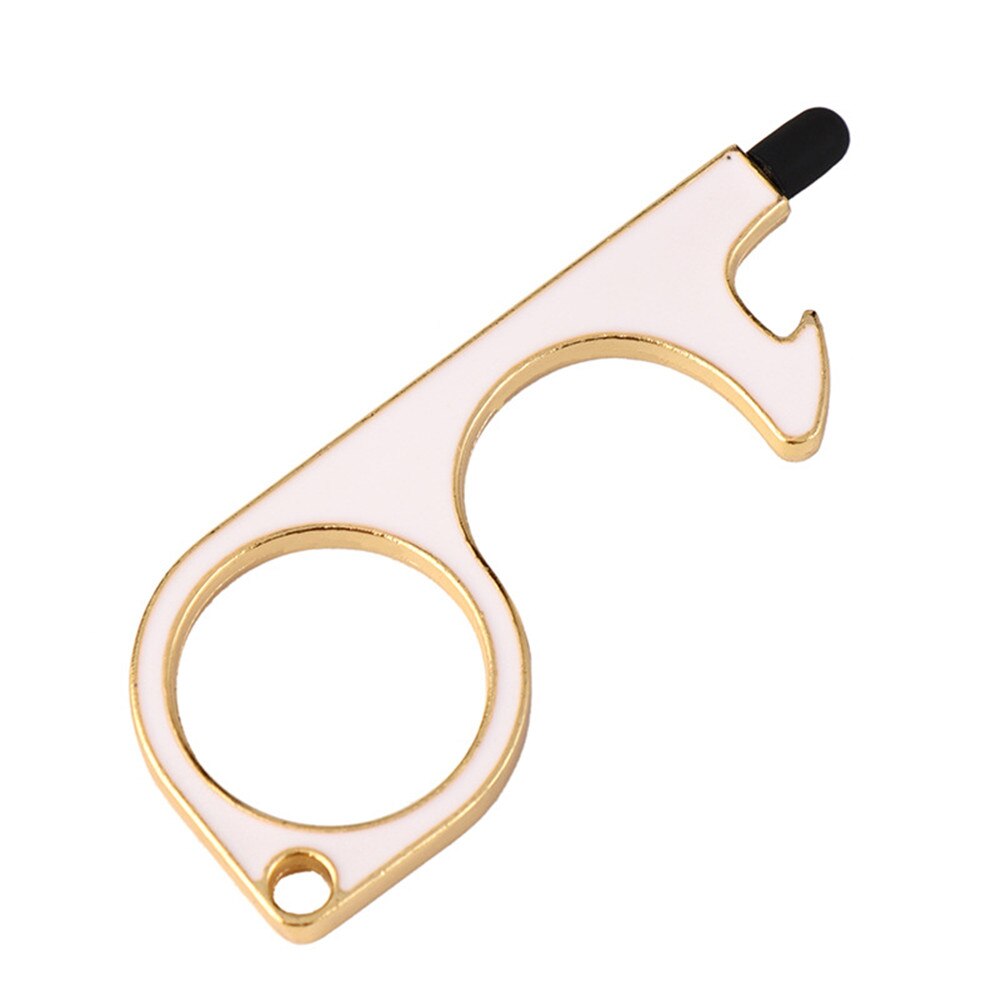 No Touch Brass Door Opener Portable Elevator Handle Key Copper Metal Keychain With Stylus Phone Touch Screens Contactless Tool: color 4