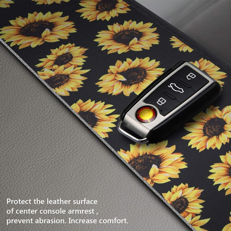 Sunflower Armrest Cover Pad For Car Universal Comfort Center Console Car Armrest Cushion Stylish Armrest Cover Auto Accessories