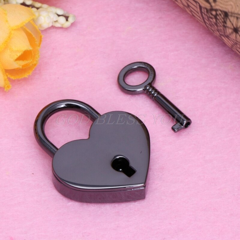 Hjerteform vintage gammel antik stil mini archaize hængelåse nøglelås med nøgle