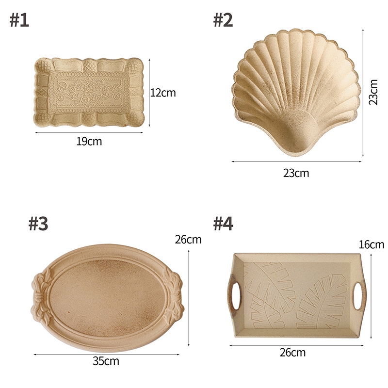 Retro Wooden Storage Tray Carved Shell Trays Earring Pendant Jewelry Plates Holder Snack Bread Candy Storage Organizer