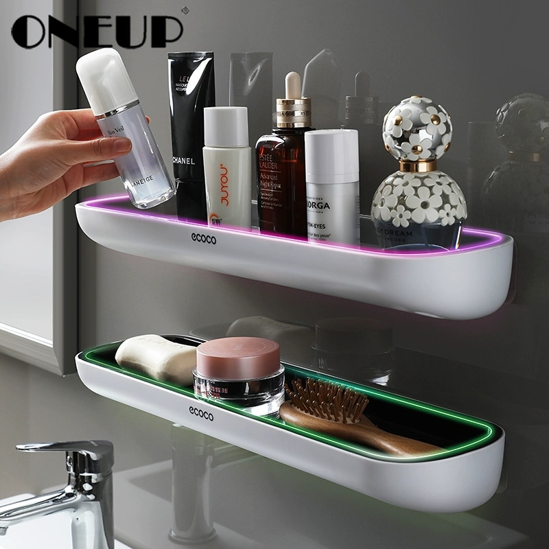 ONEUP Bathroom Shelf Wall Mounted Shampoo Shower Shelves Holder Kitchen Storage Rack Organizer Towel Bar Bathroom Accessories