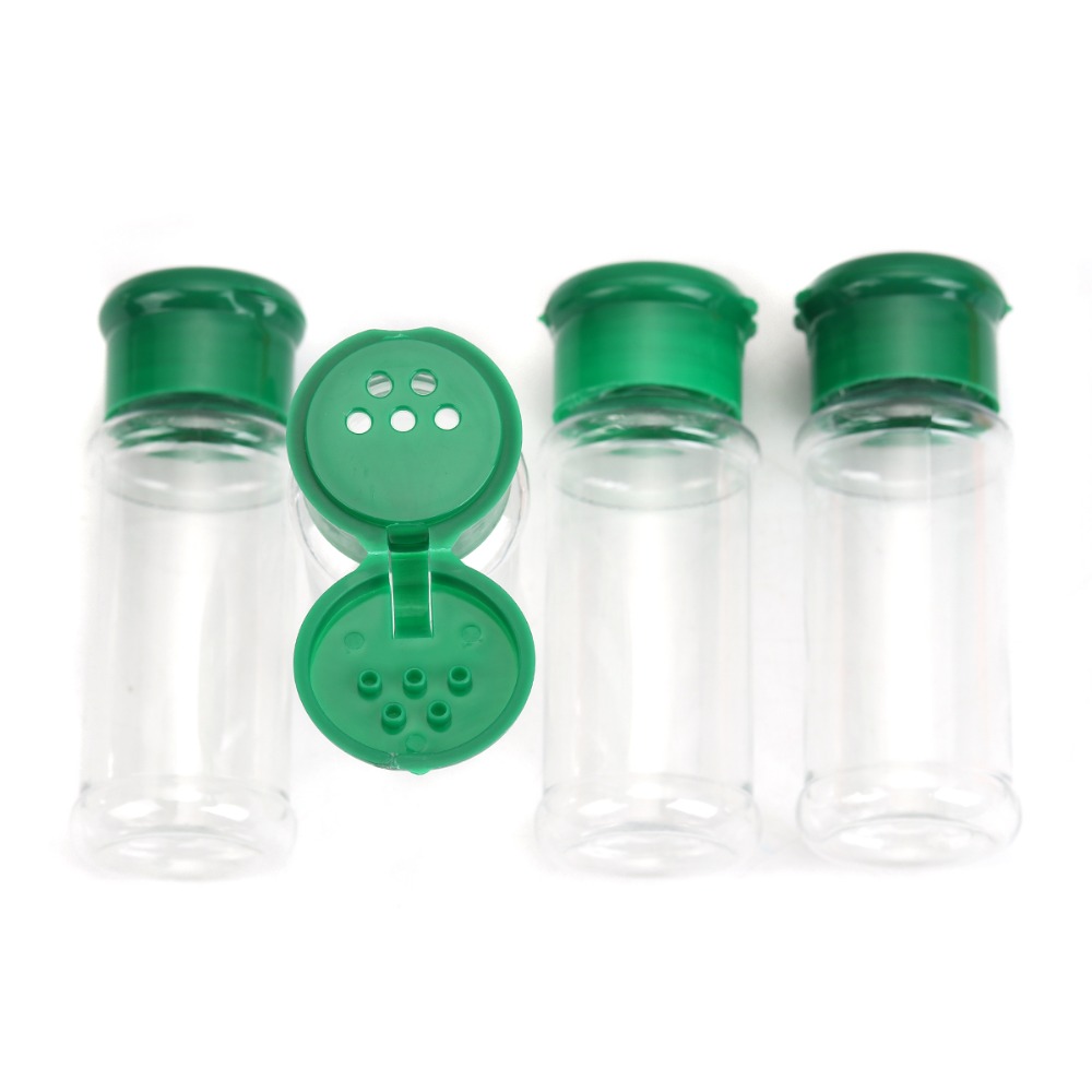 4 unids/set de plástico, sal, pimienta, aceite vinagre Cruet de la coctelera de barbacoa condimento puede botella transparente olla cocina Accesorios