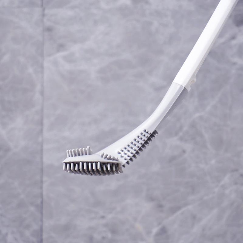 Silicone Toilet Brushes With Holder Set Long Handled Toilet Cleaning Brush Black Modern Hygienic Bathroom Accessories