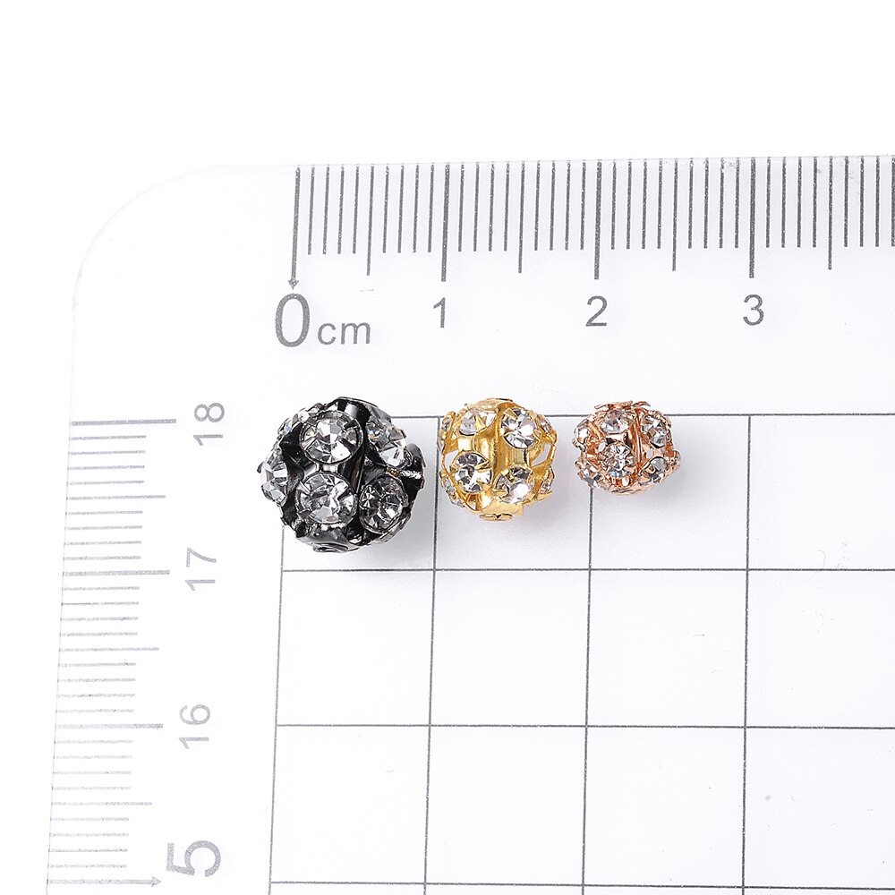 30 sztuk/partia Rhinestone Ball kształt luźne Spacer koraliki do tworzenia biżuterii metalowe kryształowe koraliki rzemiosła DIY akcesoria 6/8/10mm