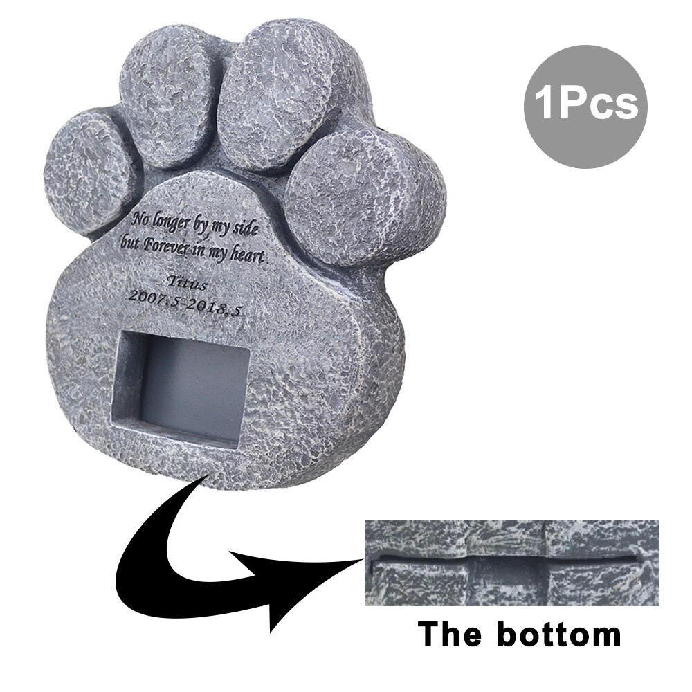 Pierres tombales en forme d'empreinte de chien et chat, Souvenirs d'animaux avec mots à mémoire de forme, cadre Photo en résine pour décoration de cour de maison