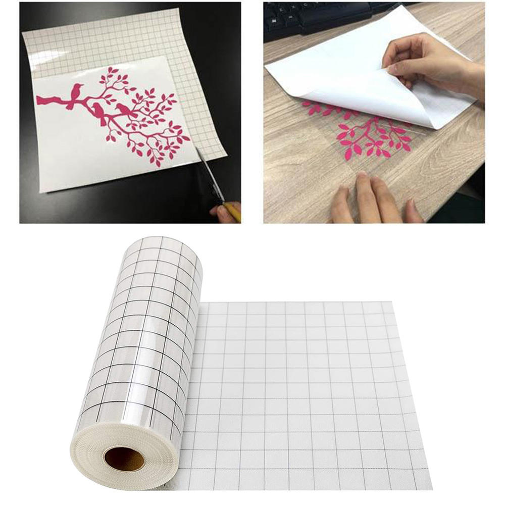 12 x 60 inch Vinyl Transfer Paper Tape Roll Cricut Adhesive Clear Alignment Grid Hotfix Paper Positioning Papers