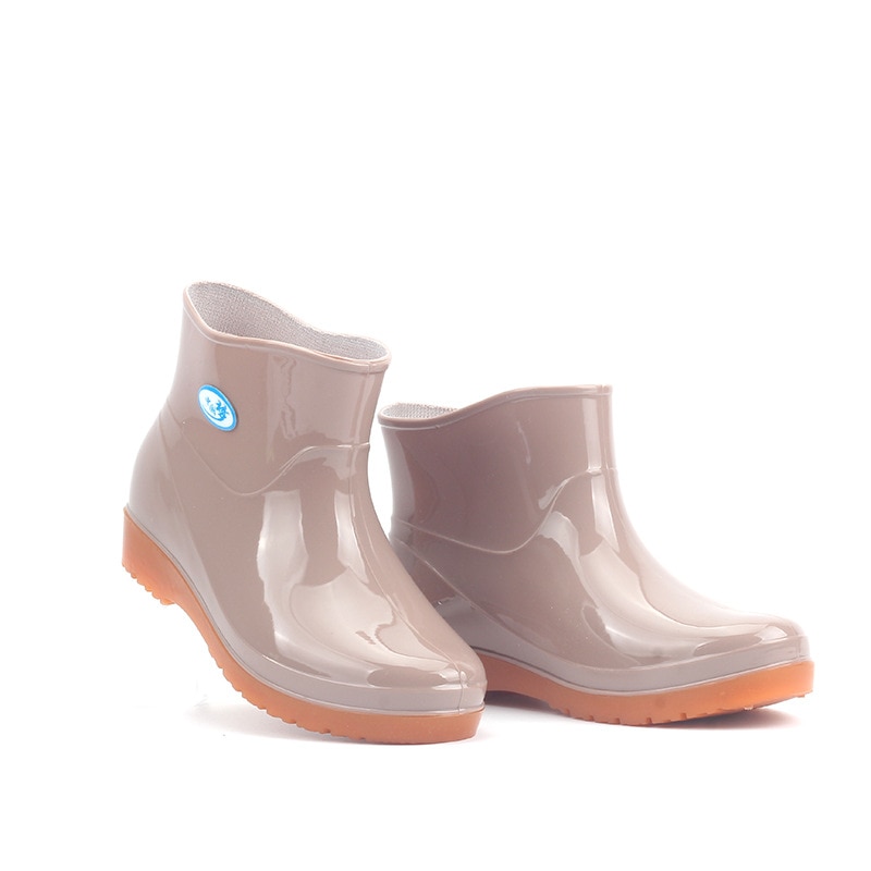 Bottes de pluie à talons bas pour femmes, chaussures de loisirs à bout rond, étanches, Tube central, 698