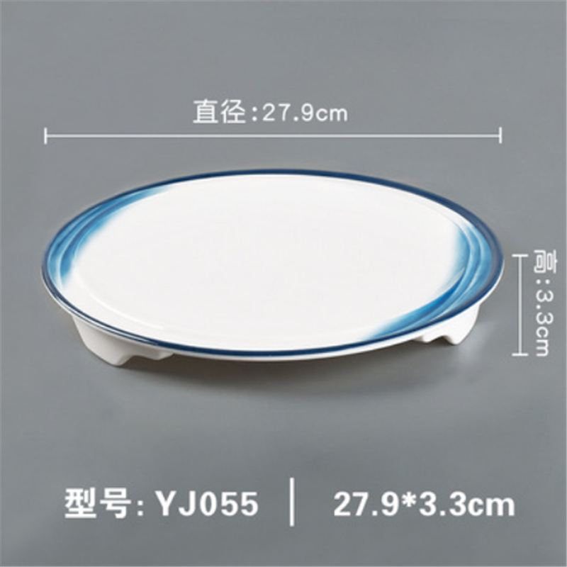 Melamin hav blå hvid service phnom penh geometri service keramisk fad porcelæn dessert porcelæn kage tallerken: 27.9 x 3.3