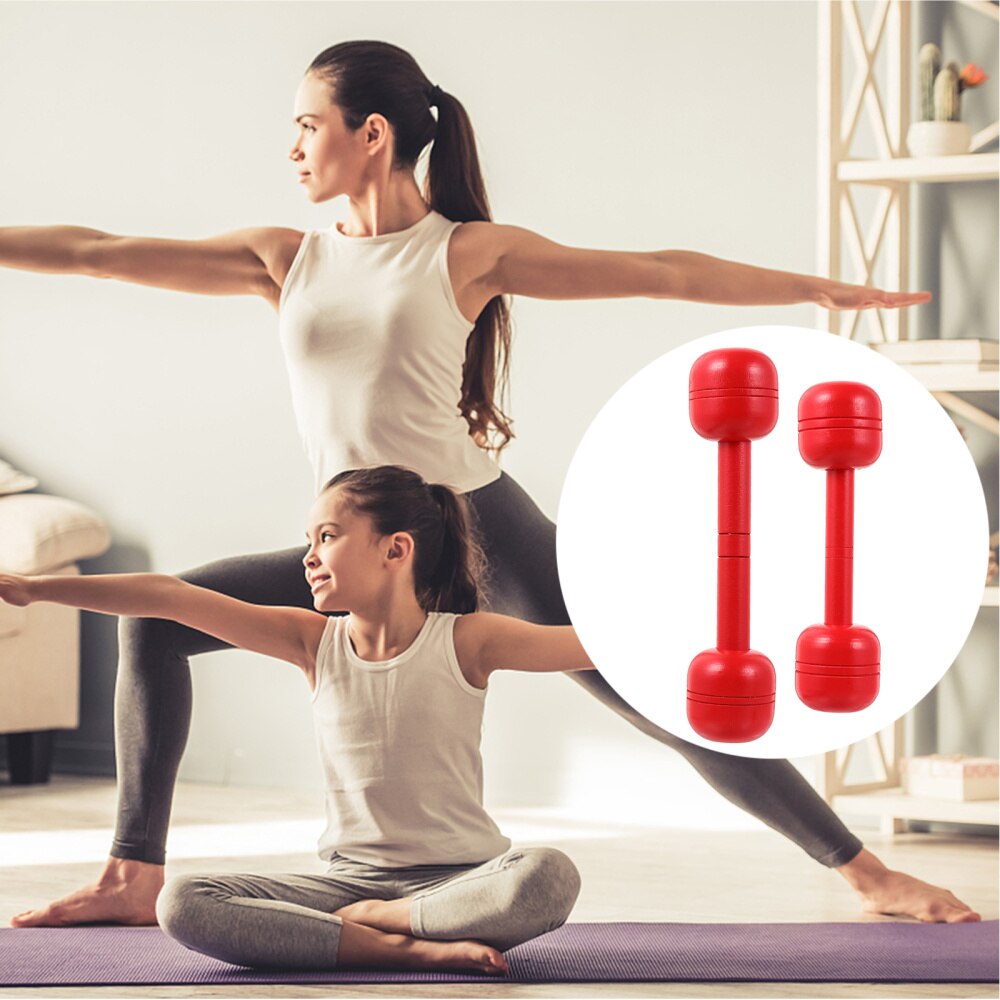 2 stuks houten halters, rode handgewichten, halterstangen, fitnessapparatuur voor kinderen: Default Title