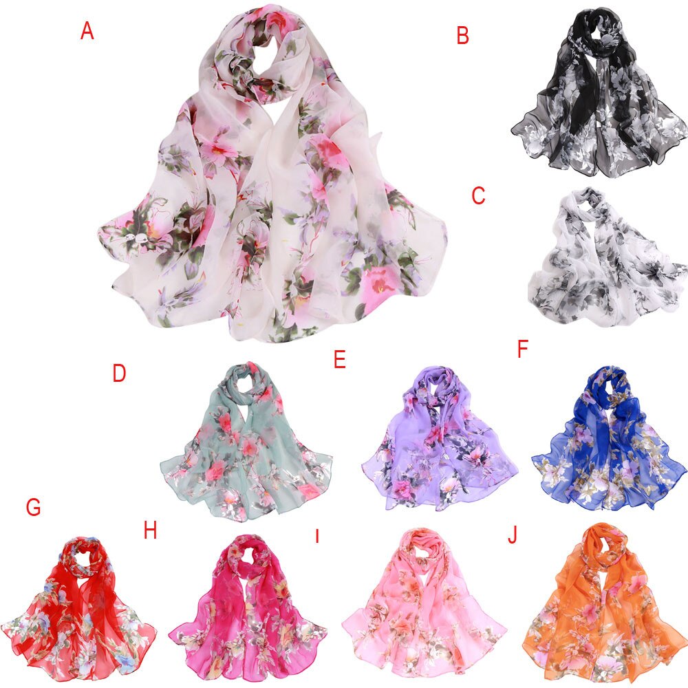 Vrouwen Perzik Bloesem Print Sjaal Zomer Dunne Zachte Wrap Dames Elegante Bloemen Sjaal Ademend Chiffon Sjaals Halsdoek Tippet
