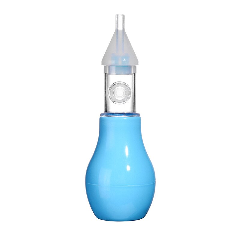 1 stk baby næse renere anti-reflux silikone aftagelig baby nasal aspirator manuel tryk stil spædbarn rene forsyninger: Lyseblå