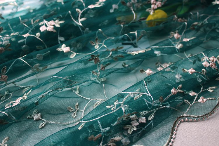 1 yard / lot blomster mesh broderi blonder stof materiale sy på bryllupskjole tøj patchwork diy 130cm bredde