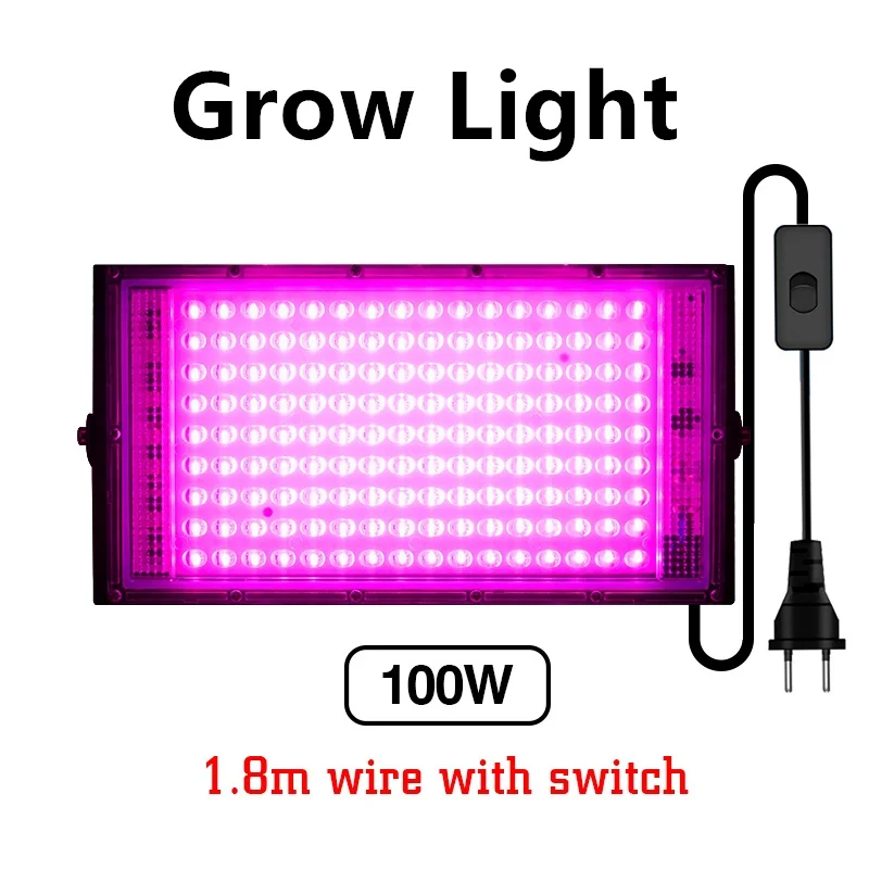 Lampe horticole de croissance LED, 50/100W, AC 220V, pour serre/chambre de culture, éclairage pour plantes: Rose clair