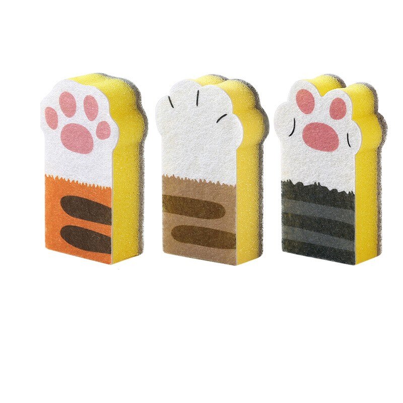 Kat Klauw Spons Gum Keuken Stof Doekjes Huis Schoon Accessoires Microfiber Dish Cleaning Melamine Spons Glazenwasser: YELLOW