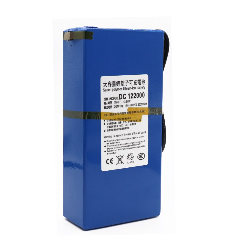 Super Rechargeable Portable Lithium-ion Battery DC 12V 20000mAh With EU Plug 12.6v 20Ah battery pack+charger