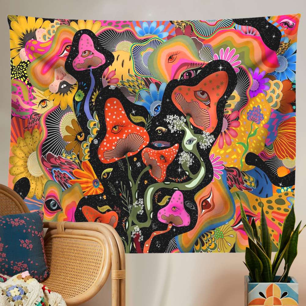 Psychedelic Mushroom Tapestry Wall Hanging Hippie Wall Art Decoration Tapestries