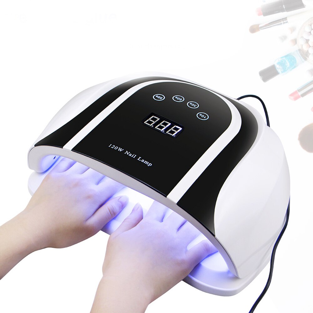 Nail Salon 120W Super Fast-drying Nail Lamp LED Nail Dryer Two Hand 4 Timing Mode Curing All Gels With Motion Sensing UV Lamp: 120W Two Hand Lamp