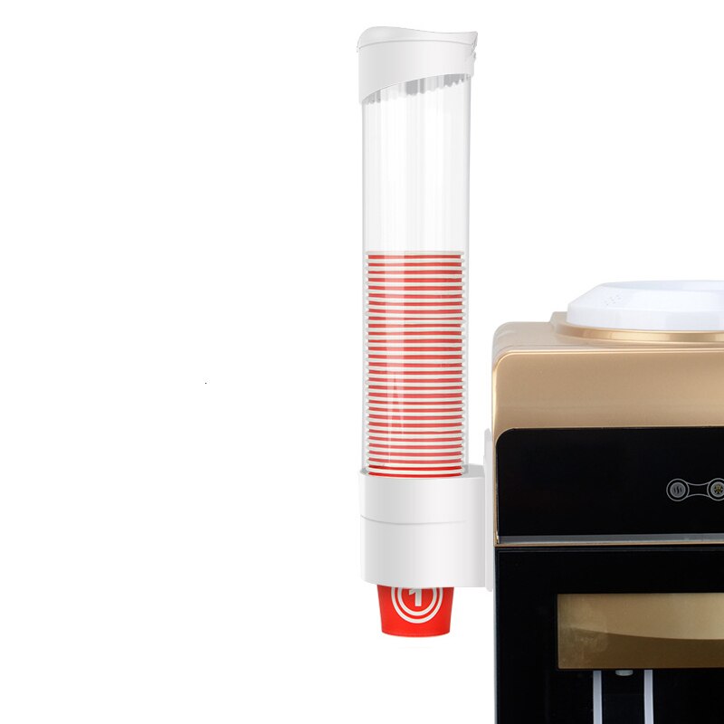 Disposable Paper Cups Dispenser Plastic Cup Holder for Water Dispenser Wall Mounted Automatic Cup Storage Rack Cups Container: White