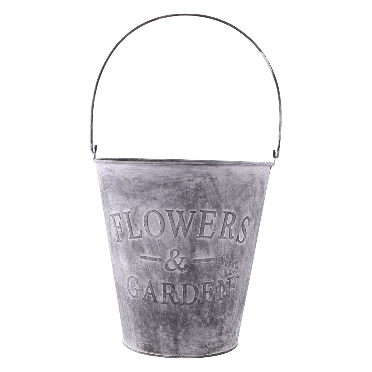 Tuin Smeedijzeren Emmer Simulatie Ronde Ijzeren Emmer Bloempot Metalen Bloem Emmer Voor Thuis-Maat L (Licht grijs): 22x23cm
