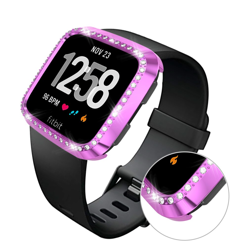 Diamond Watch Case Voor Fitbit Versa/Versa Lite Bumper Smart Horloge Band Accessoires PC Bescherming Shell Beschermhoes Frame