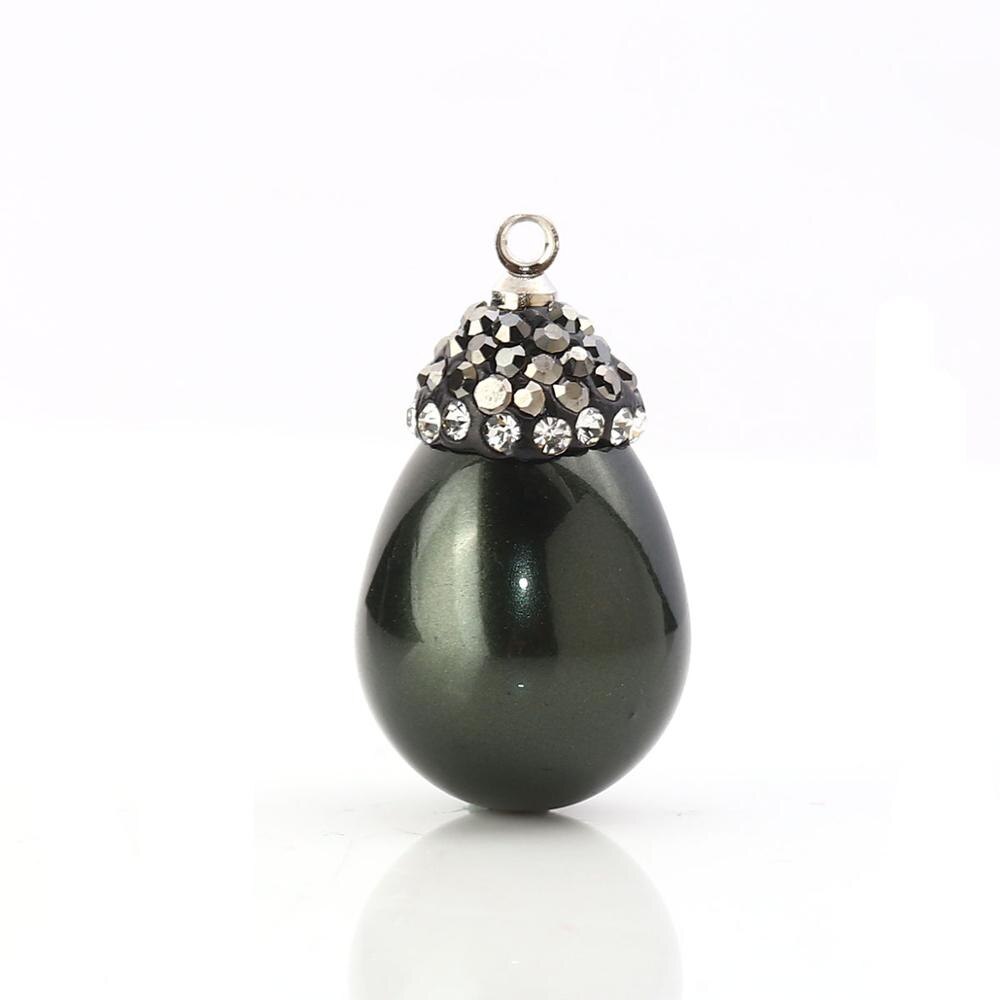 Colgantes de Micro encantos pavimentados de concha de Doreen Box, gota de agua Multicolor, diamantes de imitación transparentes, perlas de imitación, accesorios de joyería, 1 pieza: Black