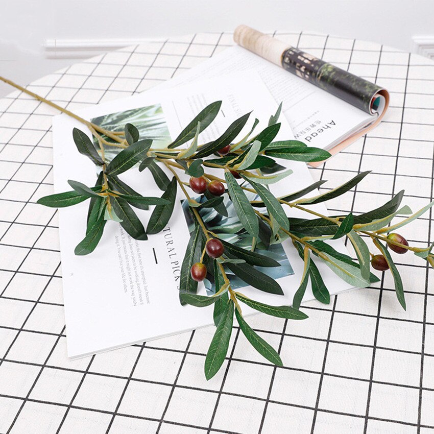 95cm kunstige blade grønne olivengrene simulering frugt kunstige blade bryllup dekorativ buket boligindretning efeu