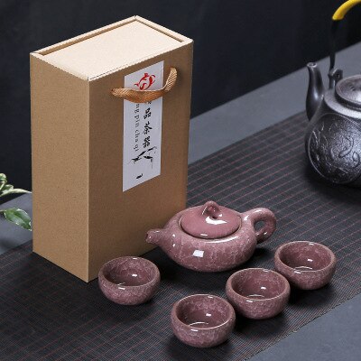 Chinese Travel Kung Fu 5pcs Tea Sets Ceramic Portable Porcelain Service Gaiwan Tea Cups Tea Ceremony Teapot Box: type5