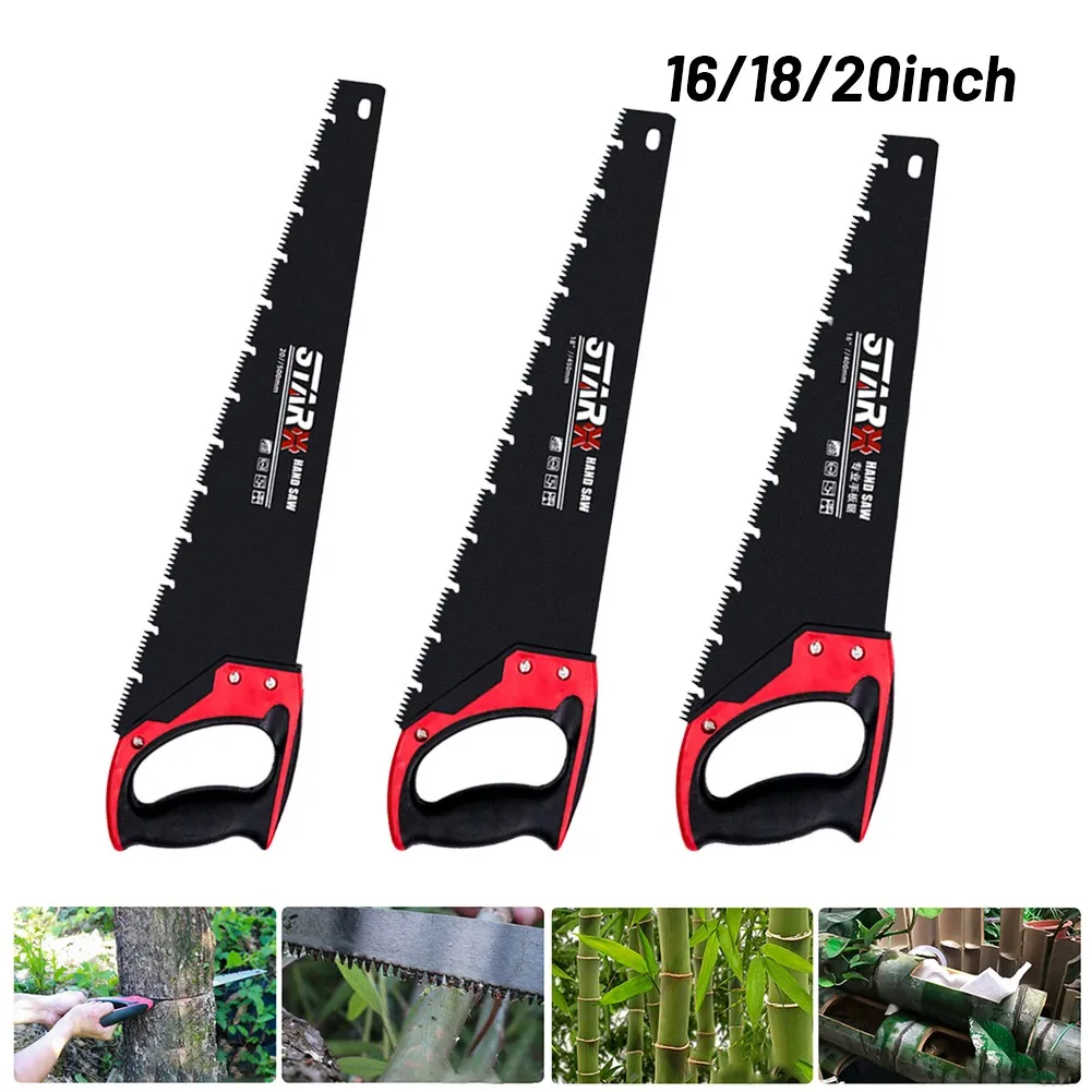 16" 18" 20" Steel Hand Saw Timber Saw Woodworking Cutting Tool Dry Wood Pruning Saw With Hard Teeth For Fine Cut UPVC & Wood