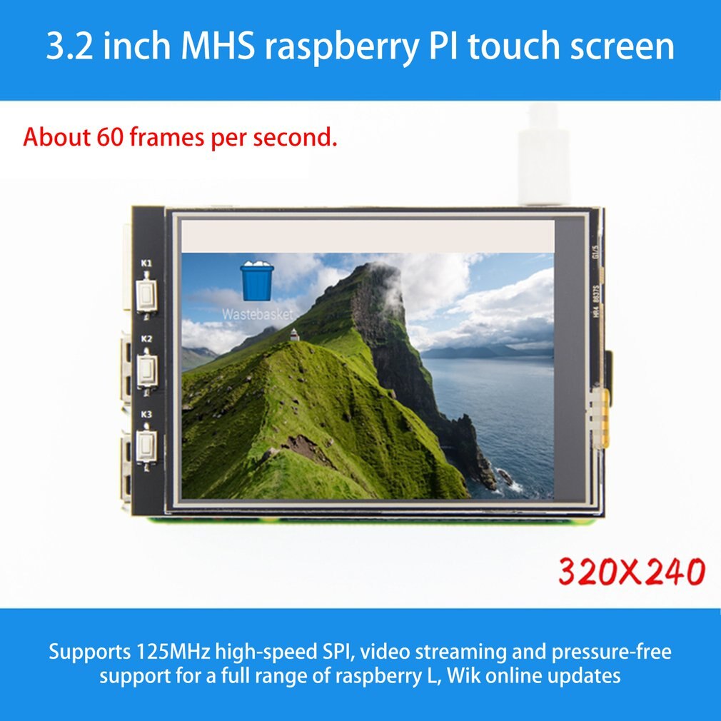 3.2inch MHS RPi Display 3.2in TFT SPI Serial LCD Resolution 320x240 3.2inch LCD Display Module with Touch LED Backlight