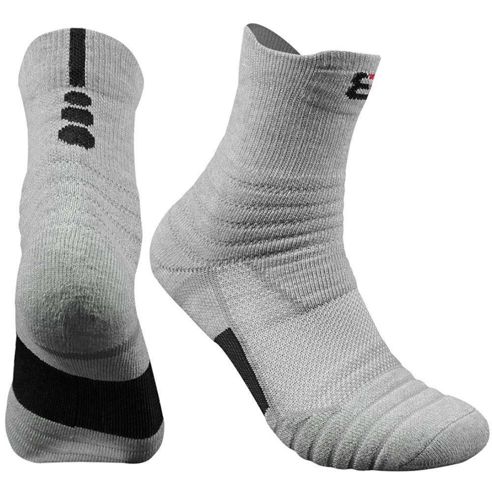 1 par de calcetines de baloncesto para hombre, calcetines deportivos para correr al aire libre, calcetines deportivos antideslizantes para tenis y bádminton: Gray