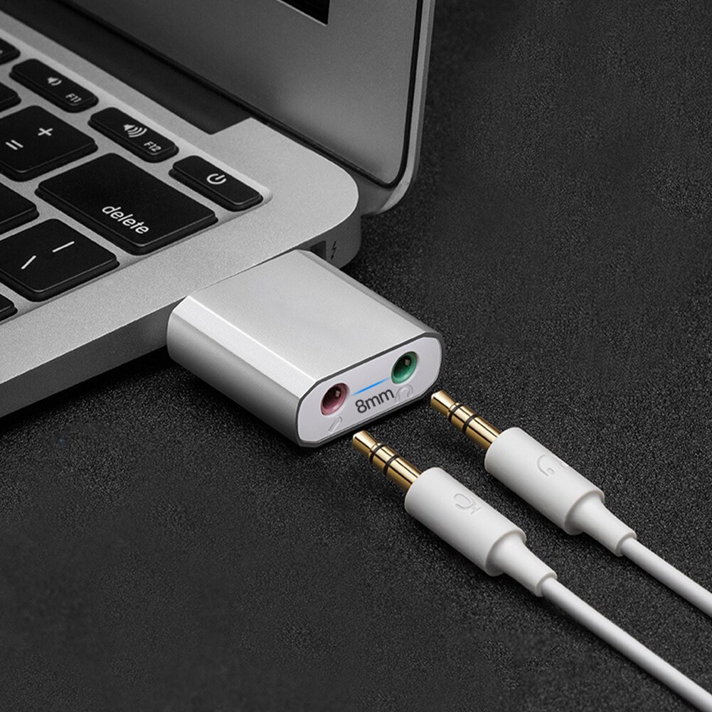 Sound Adapter Computer Geen Drivers Nodig Laptop Aluminium Externe Stereo Usb Audio Card Ruisonderdrukking Chip Dubbele Gat