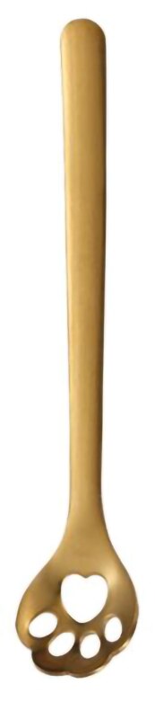 1Pcs Cute Style Cat Paw Spoon For Tea Coffee Milk Drink Ice Cream Cake Stainless Steel Tableware: Gold-1
