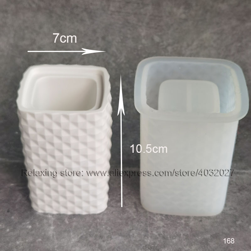 Round Flower Pot Concrete Planter Molds Square Cement Vase Silicone Mold Plaster Candle Cup Container Epoxy Resin Mould: H