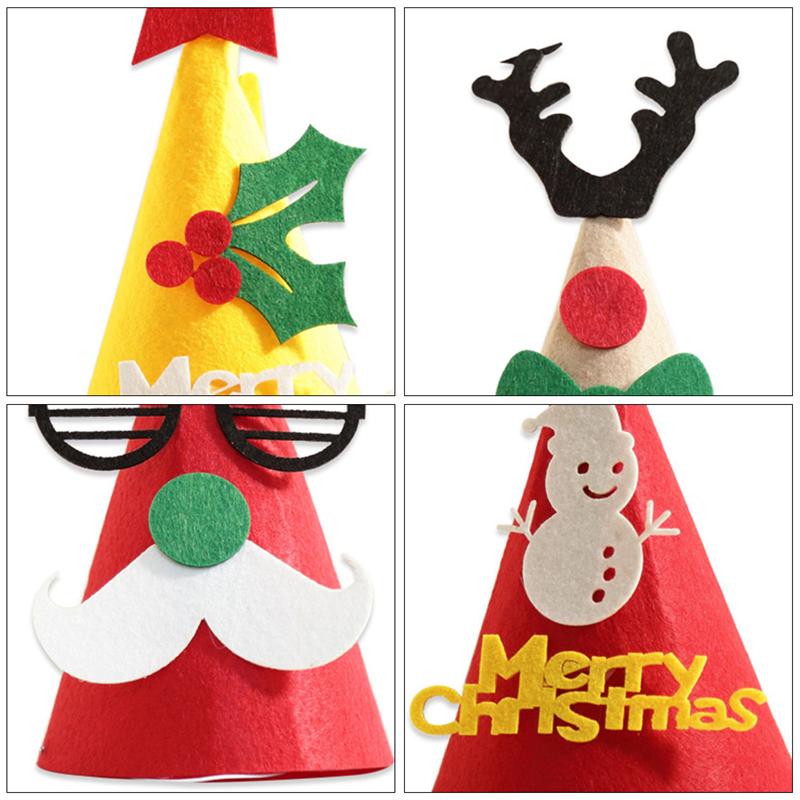 5Pcs Diy Xmas Hoed Cartoon Hoeden Christmas Party Cap Kerst Diy Cap Voor Kinderen Kids