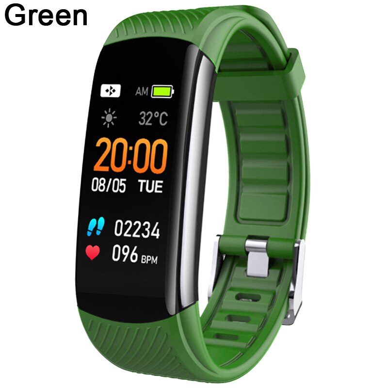 C6S Smart Fitness Bracelet Men Women Heart Rate Monitor Smart Band Fitness Tracker Watch WhatsApp Reminder Smart Bracelet Watch: Green