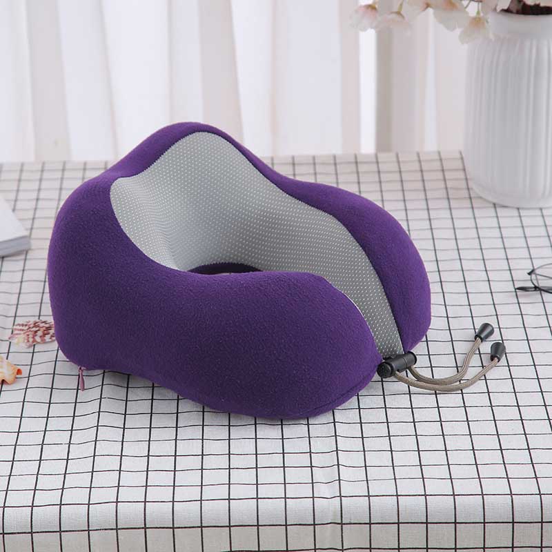 Almohada con relleno de espuma viscoelástica para el cuello, cojín magnético en forma de U para viajes, oficina, almuerzo, Coche: Dark purple
