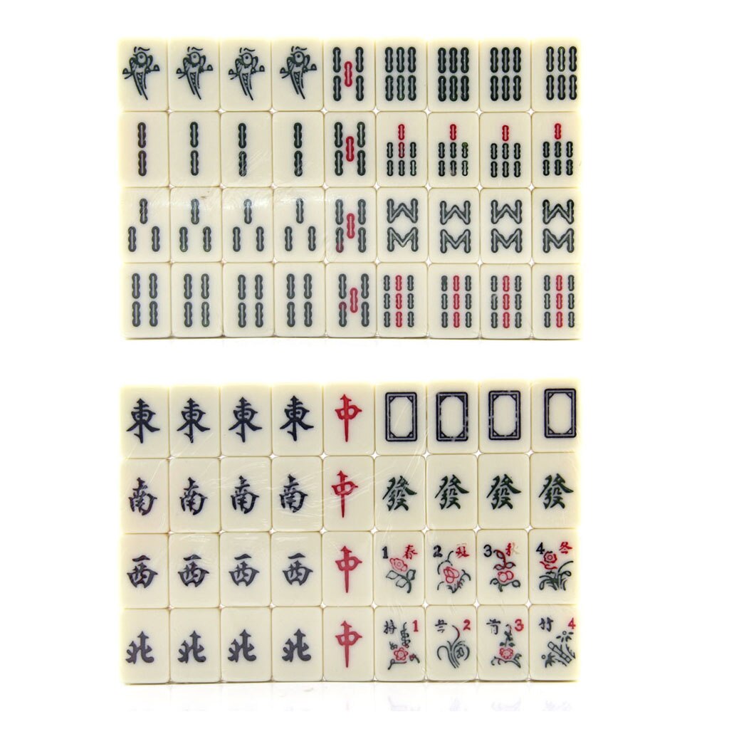 Protable Traditional Chinese Standard Mahjong Travel Game Set 144 Tiles White