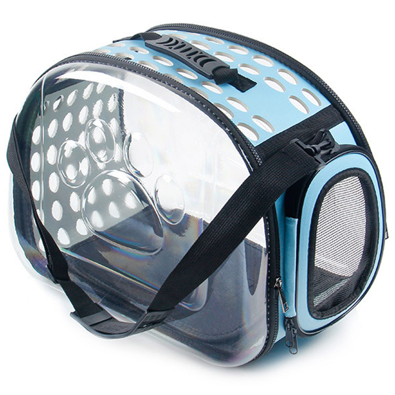 Transportín para mascotas, jaula plegable para perros y gatos, cajón plegable, bolso de mano, bolsas de transporte, suministros para mascotas, bolsa de transporte: Blue