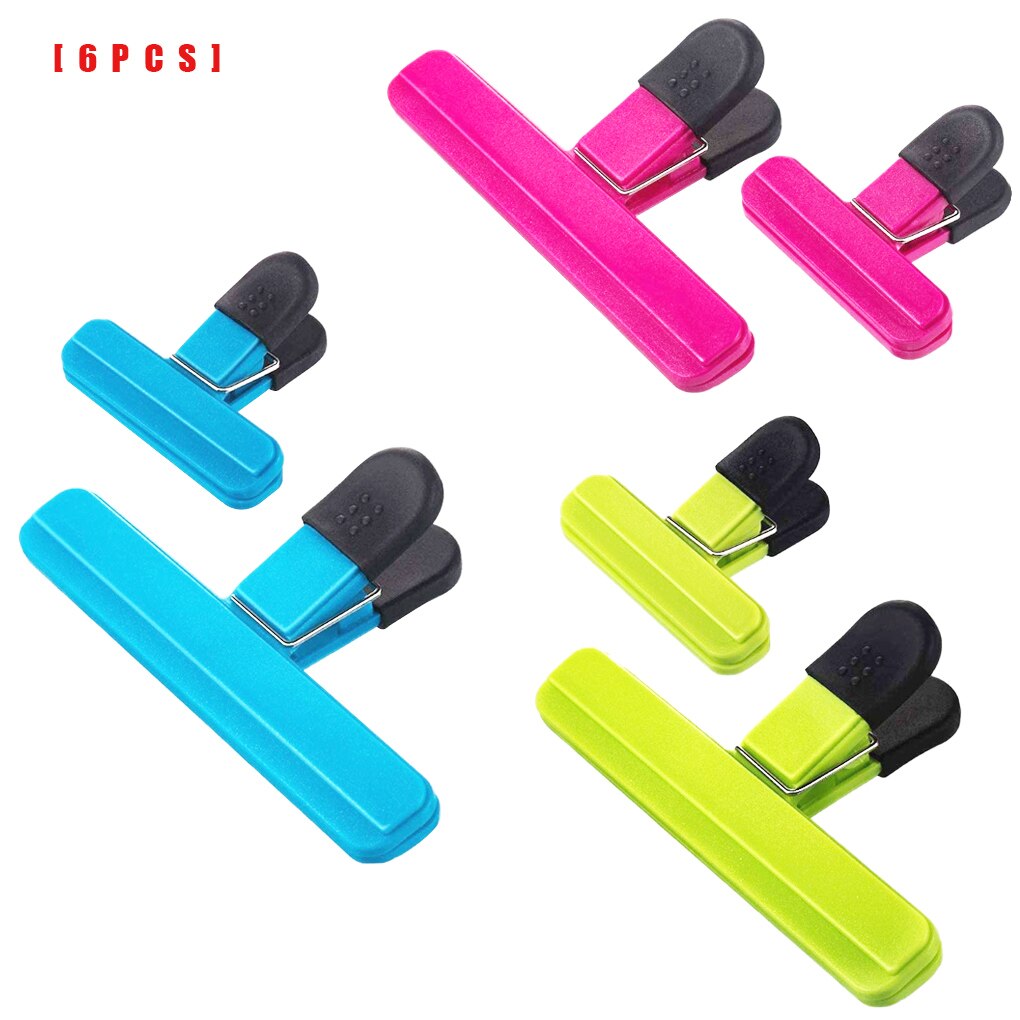 Clips de scellage en plastique pour sacs alimentaires, 6 pièces, résistant à l'humidité, pour collation, pommes de terre, carte postale, Gadgets de cuisine ménagers: Default Title