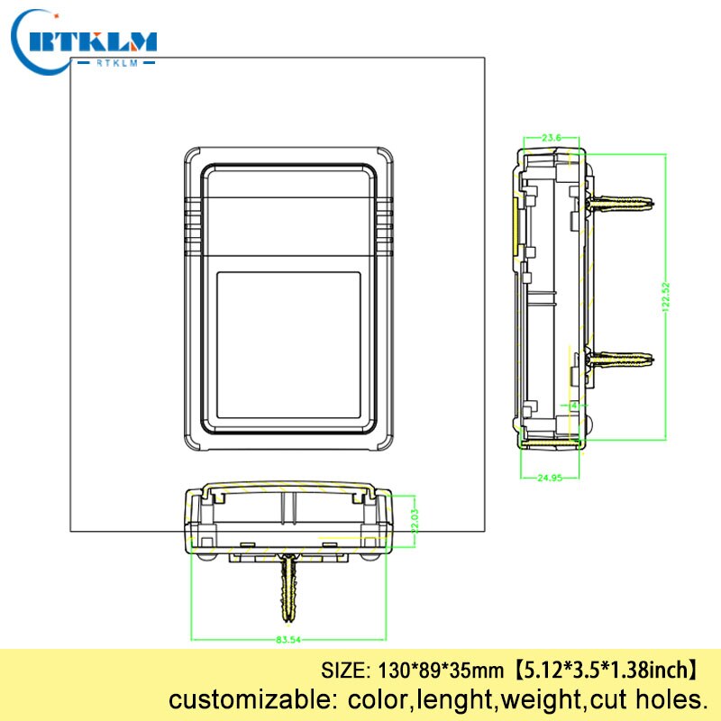 ABS wall box mount junction box diy plastic enclosure project case Plastic housing for electronics instrument case 130*89*35mm