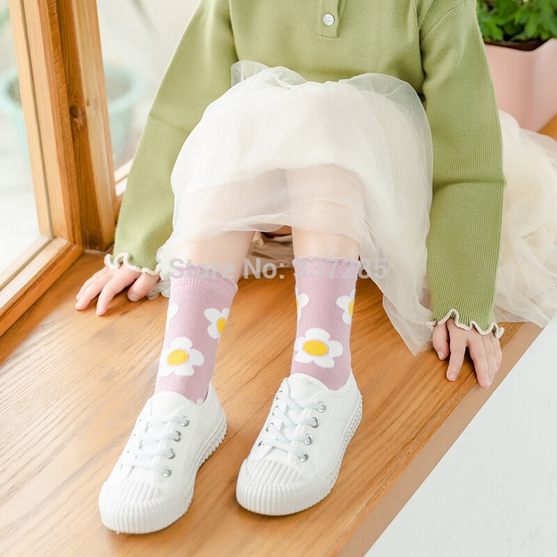 Girls child cotton socks Yan Yafeng pretty flowers cute princess high socks for baby kids autumn colorful children girls sock