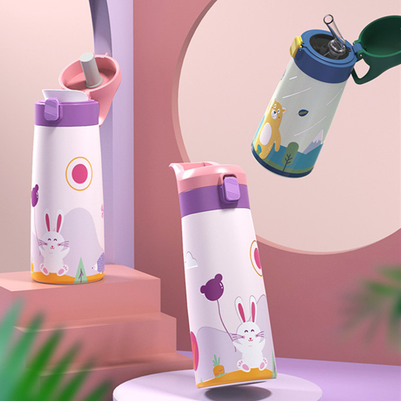 Termo de acero inoxidable con dibujos animados para niños, botella de agua de , 350ml/500ml