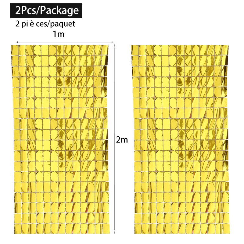 2 Stks/partij Bruiloft Decoratie Kleine Vierkante Bachelorette Party Achtergronden Verjaardagsfeestje Decoraties Muur Achtergrond Gordijn: Gold