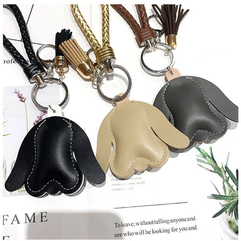 Fancy Leuke Hond Dier Sleutelhanger PU Lederen Trinket Gevlochten Touw Handgemaakte Sleutelhanger Auto Sleutelhanger Bag Hanger Charms Sleutelhanger